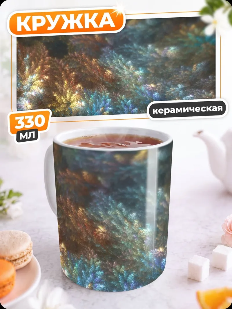 Кружка керамическая Абстрактные цветы боке