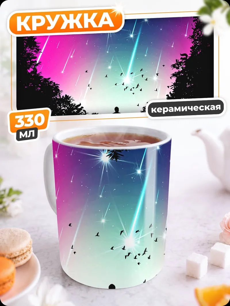 Кружка керамическая Сердце из звездного неба