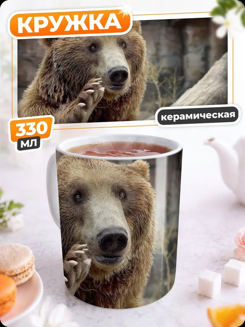 Кружка керамическая Бурый медведь