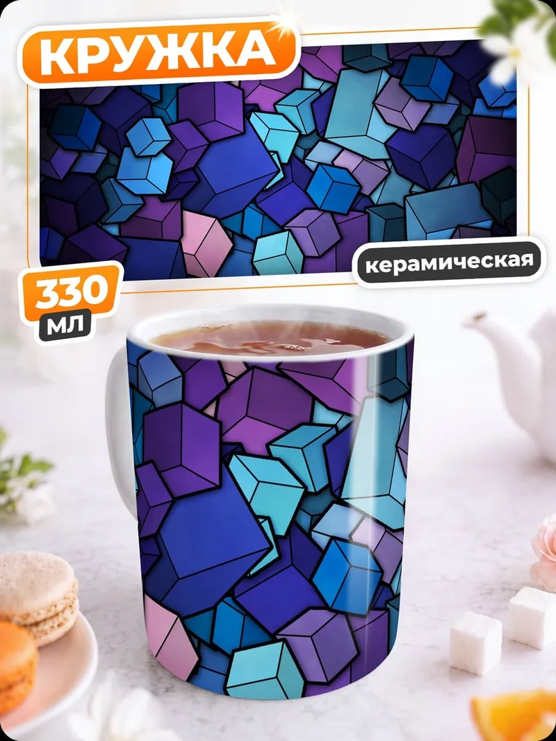 Кружка керамическая абстрактные кубы