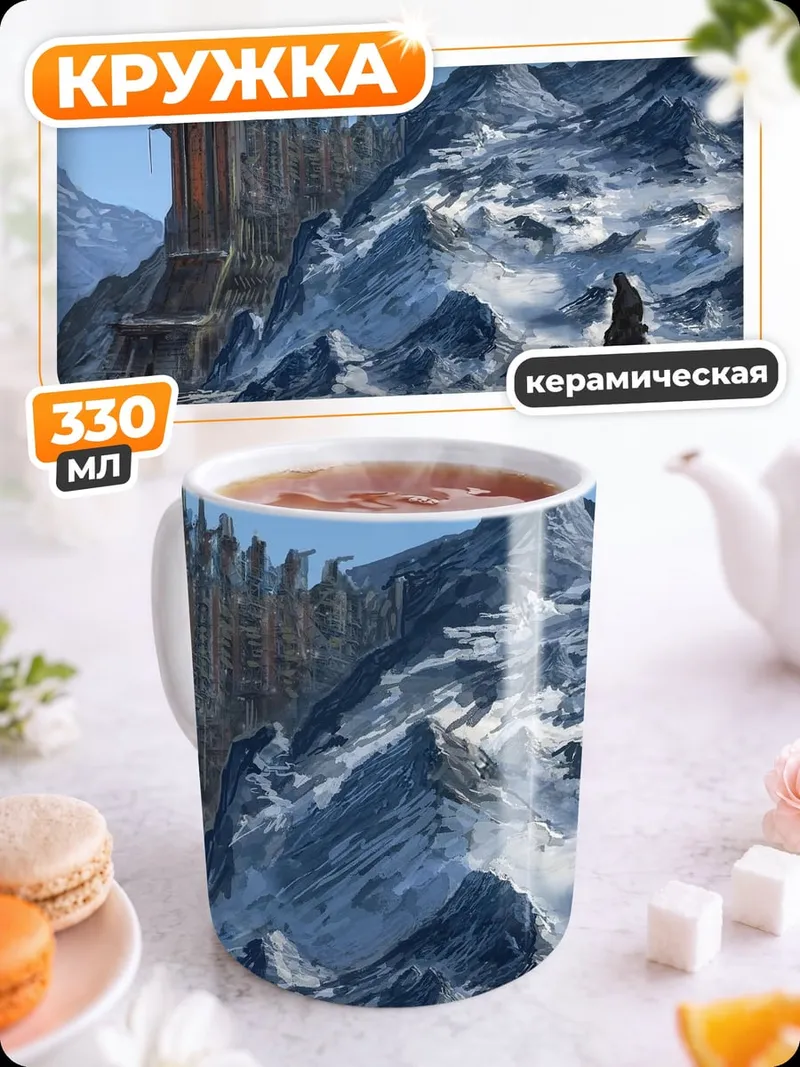 Кружка керамическая Замок в снежных горах