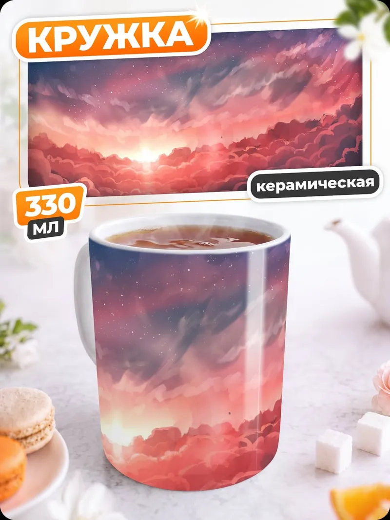 Кружка керамическая Закат над облаками