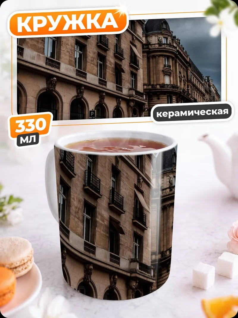 Кружка керамическая Парижская улица осенью