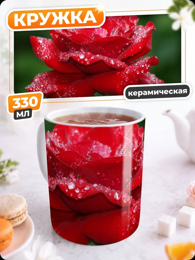 Кружка керамическая Красная роза