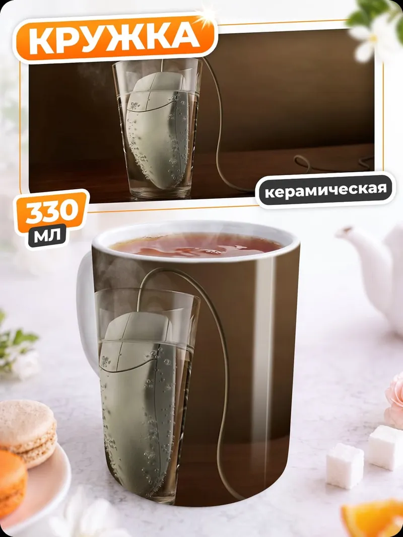 Кружка керамическая Компьютерная мышь кипит