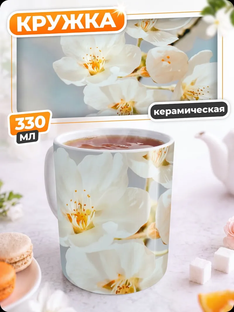 Кружка керамическая Цветущая сакура весной