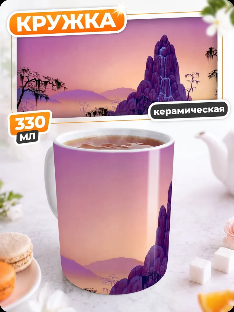 Кружка керамическая Фиолетовый горный закат