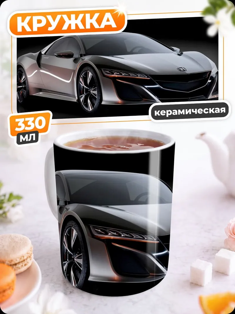 Кружка керамическая Серебристый спорткар