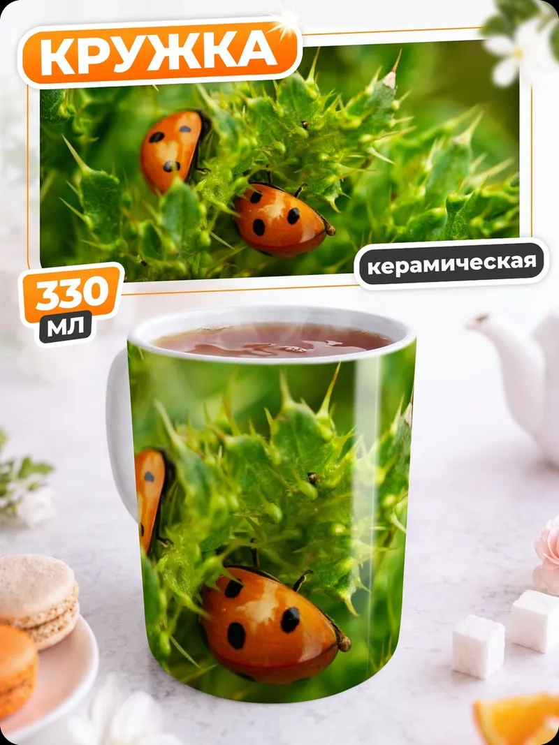Кружка керамическая Две божьи коровки