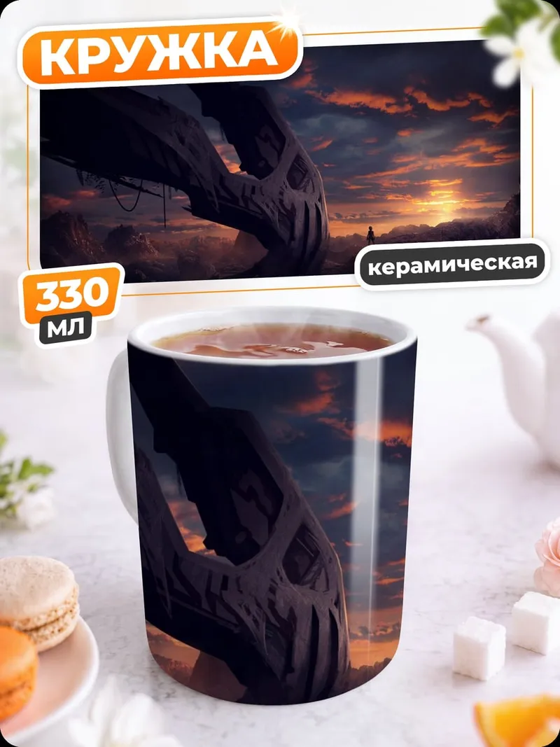 Кружка керамическая Драконья голова закат