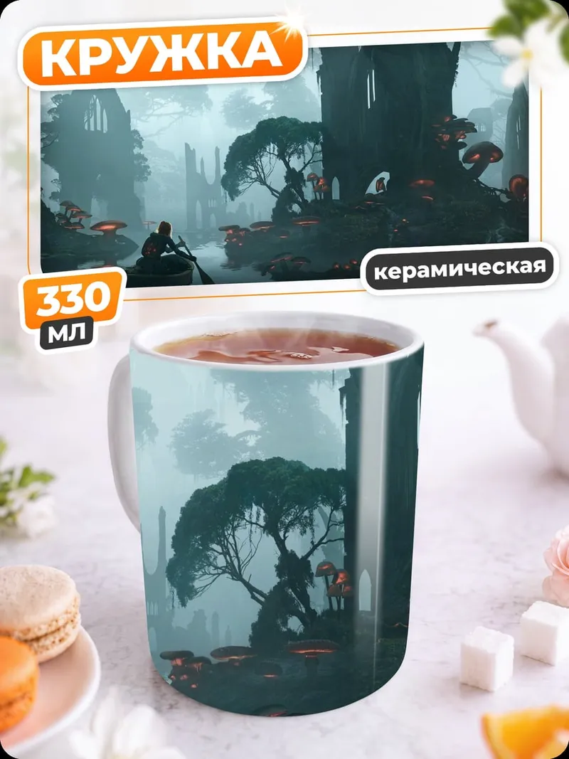 Кружка керамическая Туманный лес
