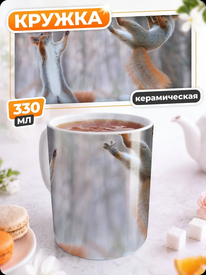 Кружка керамическая Белки в снегу