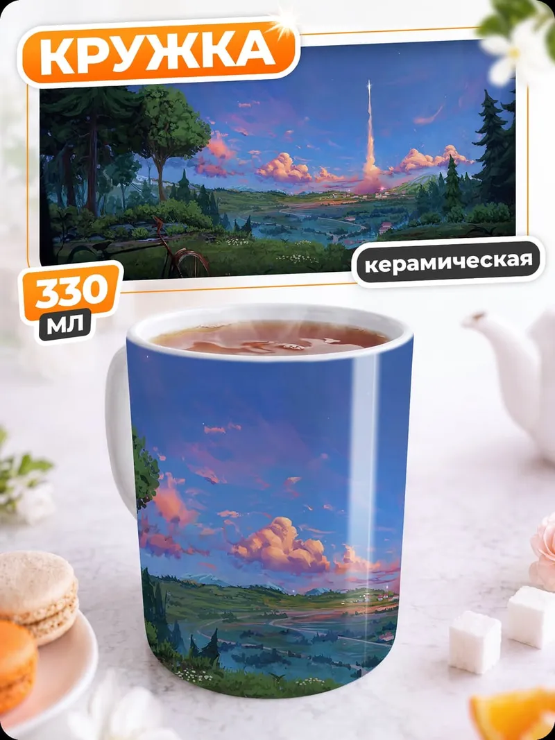 Кружка керамическая Рассвет в лесу