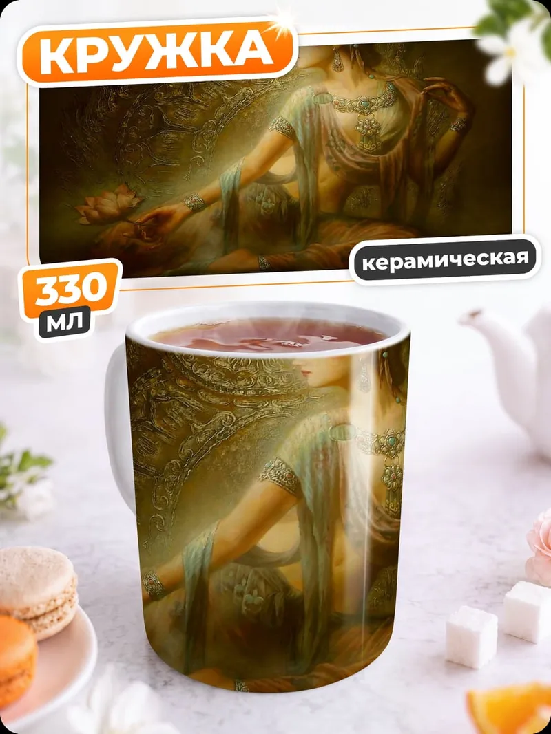 Кружка керамическая Богиня лотос