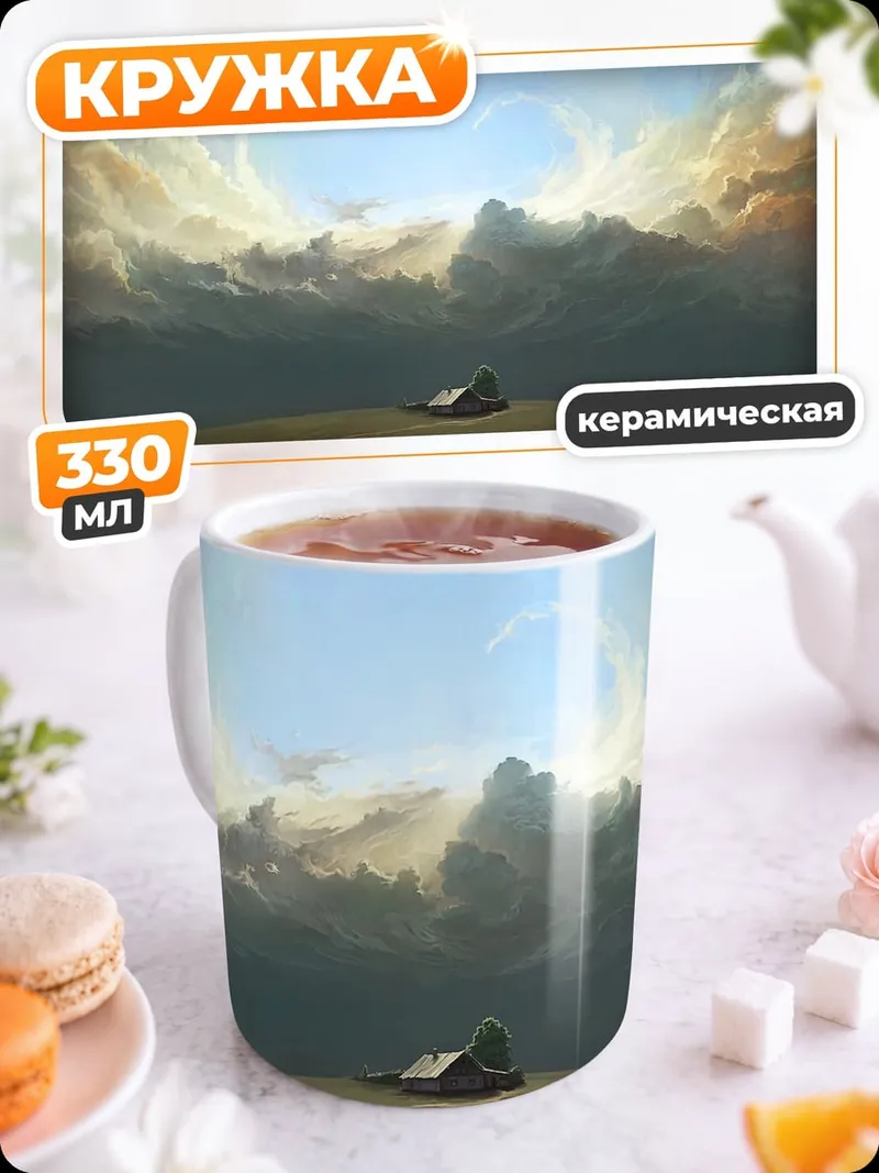 Кружка керамическая Одинокий дом