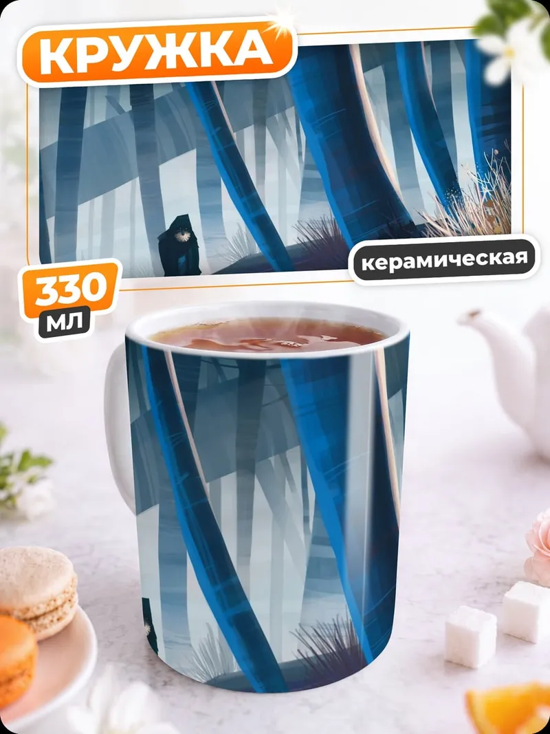 Кружка керамическая Одинокая фигура в лесу