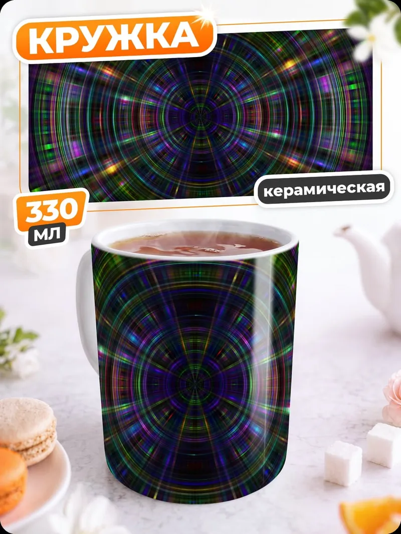 Кружка керамическая Радужная геометрия