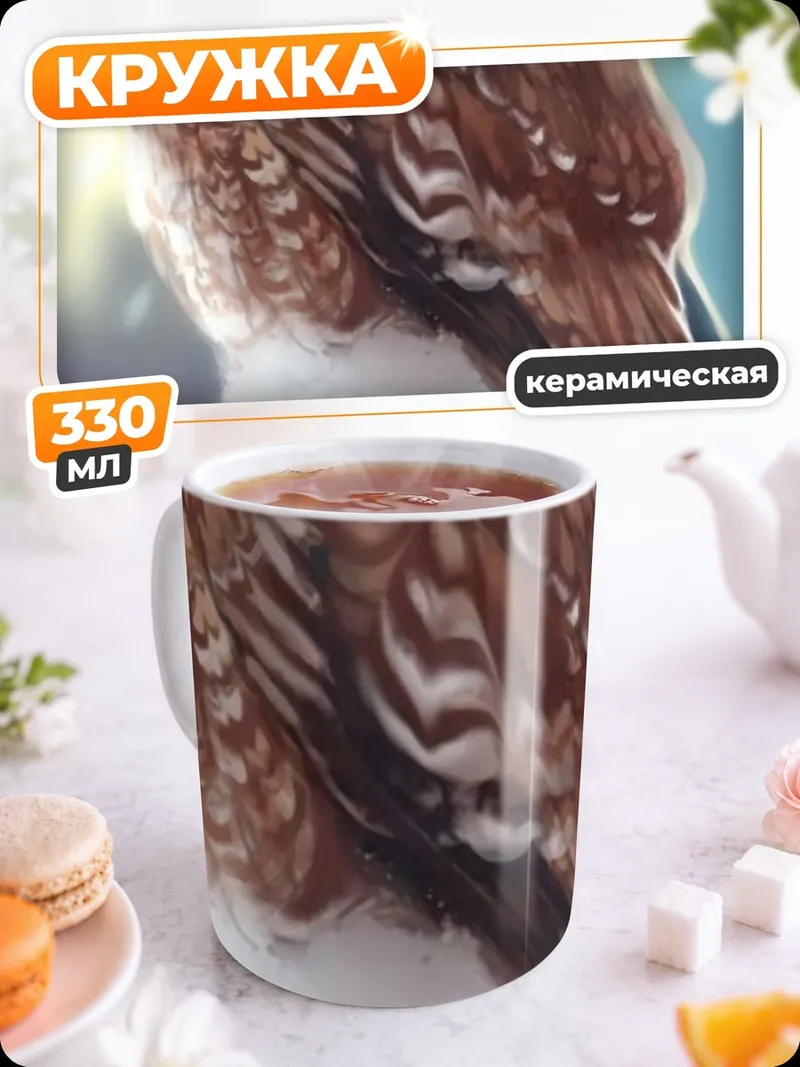 Кружка керамическая Сонная сова зимой