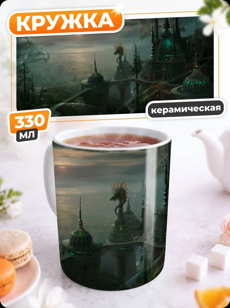Кружка керамическая Фантастический город