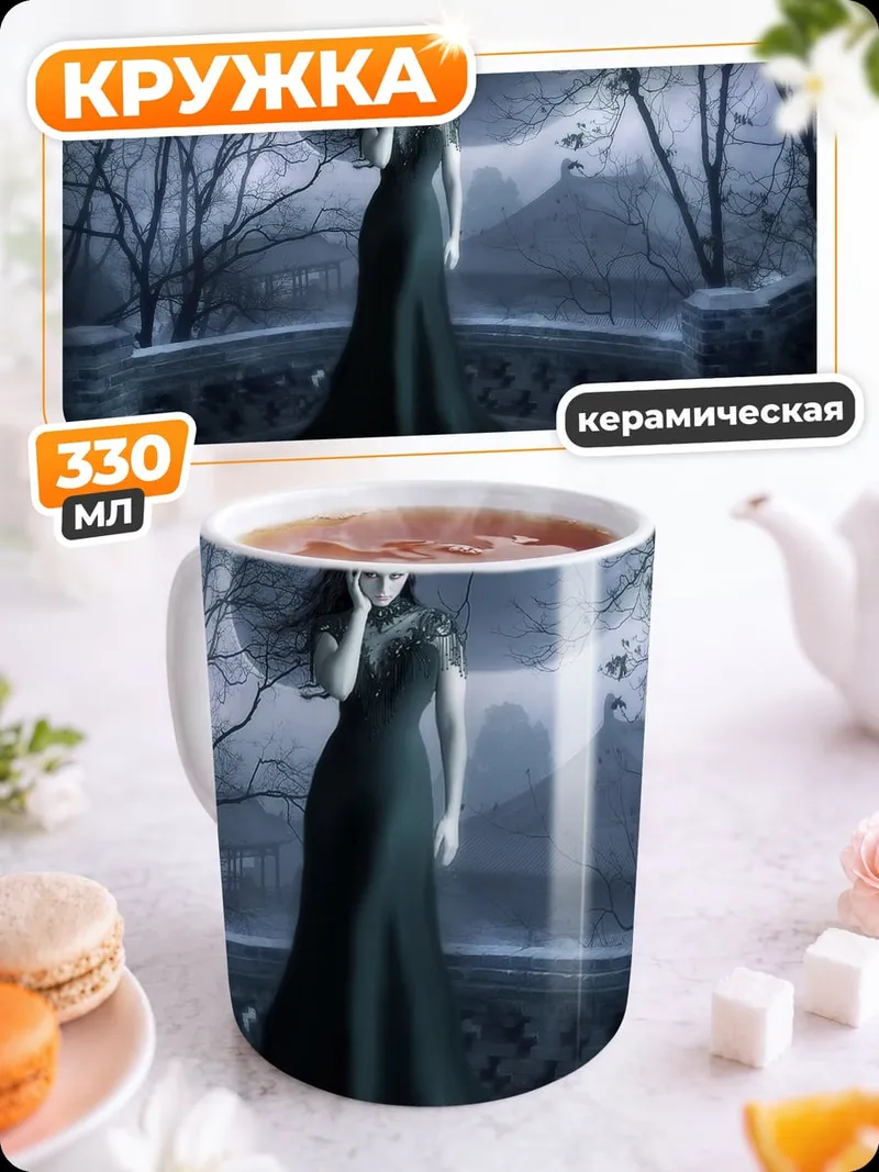 Кружка керамическая Готическая леди в полнолуние