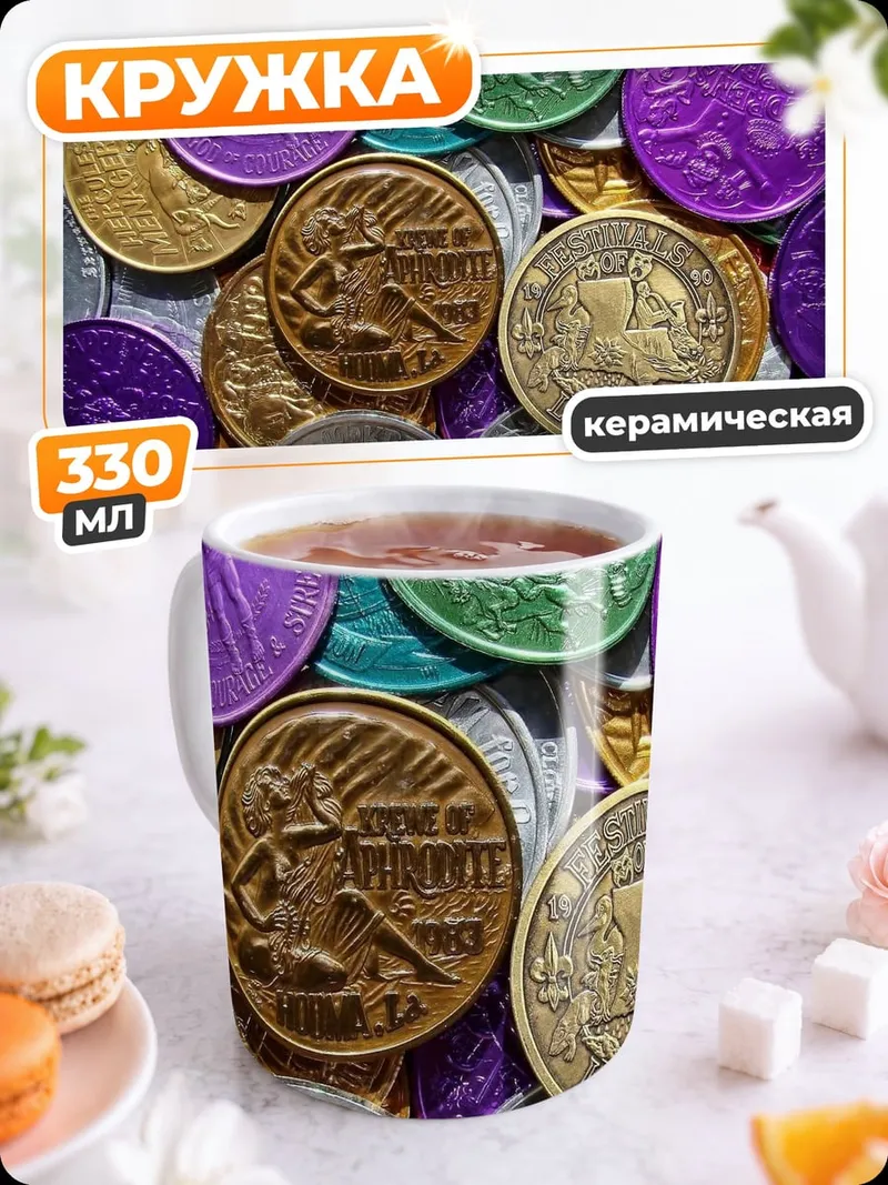 Кружка керамическая разноцветные монеты