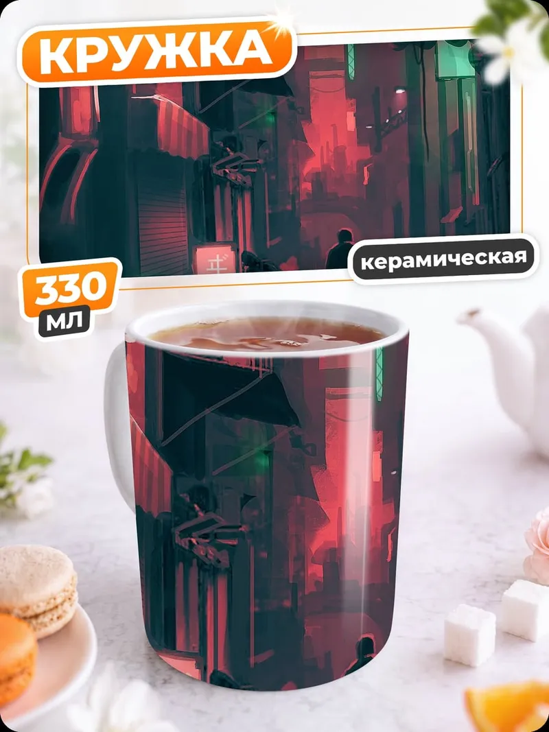 Кружка керамическая Киберпанк переулок