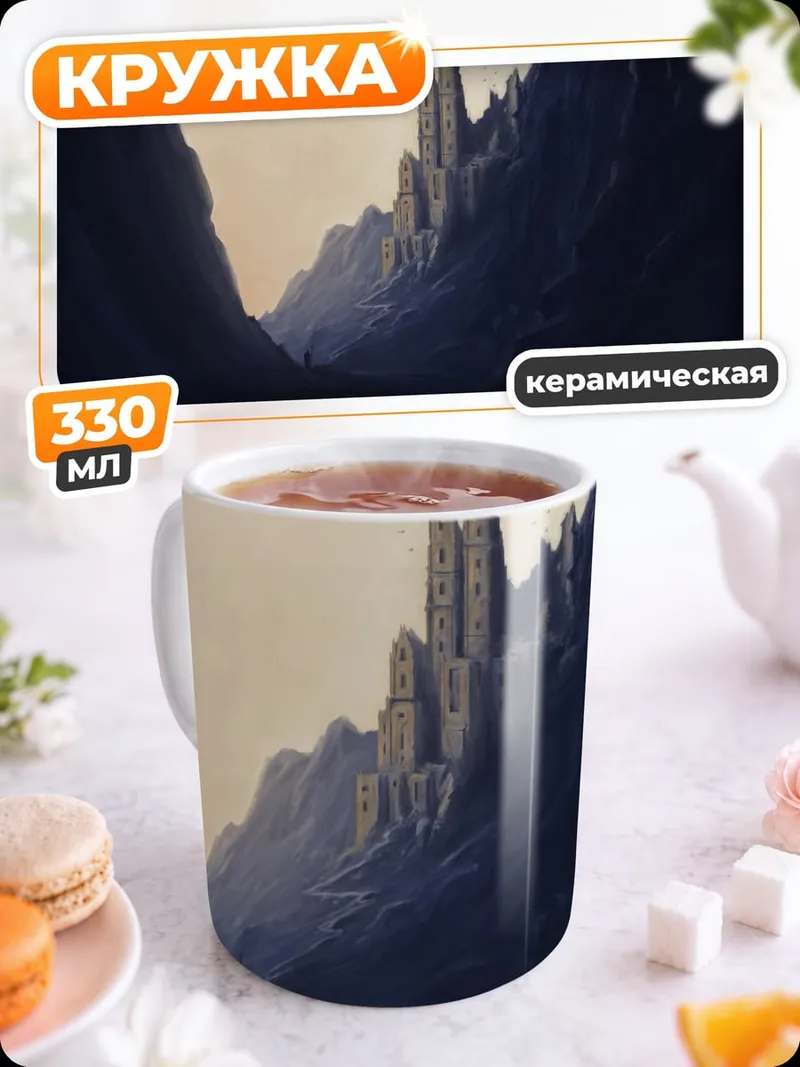 Кружка керамическая Замок в ущелье