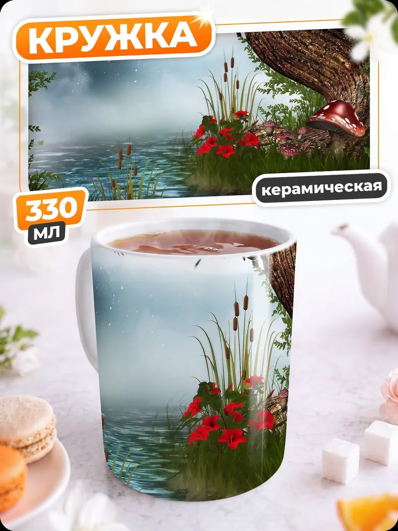 Кружка керамическая Сказочный лесной пруд