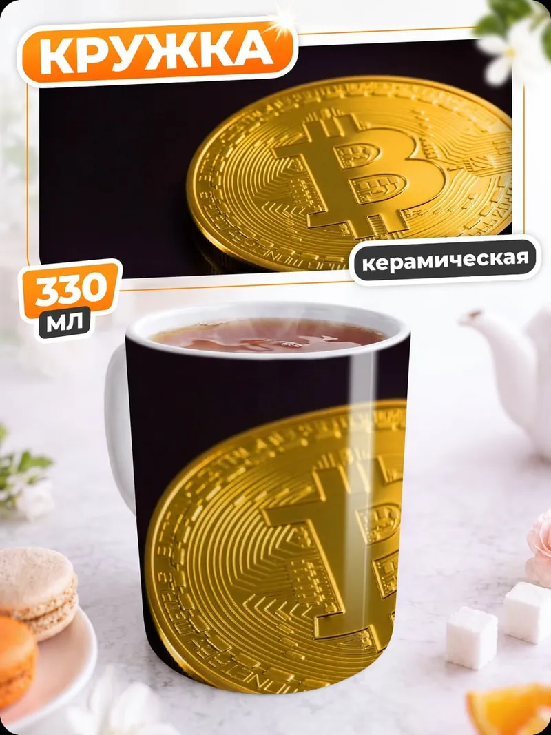 Кружка керамическая Золотой Биткоин