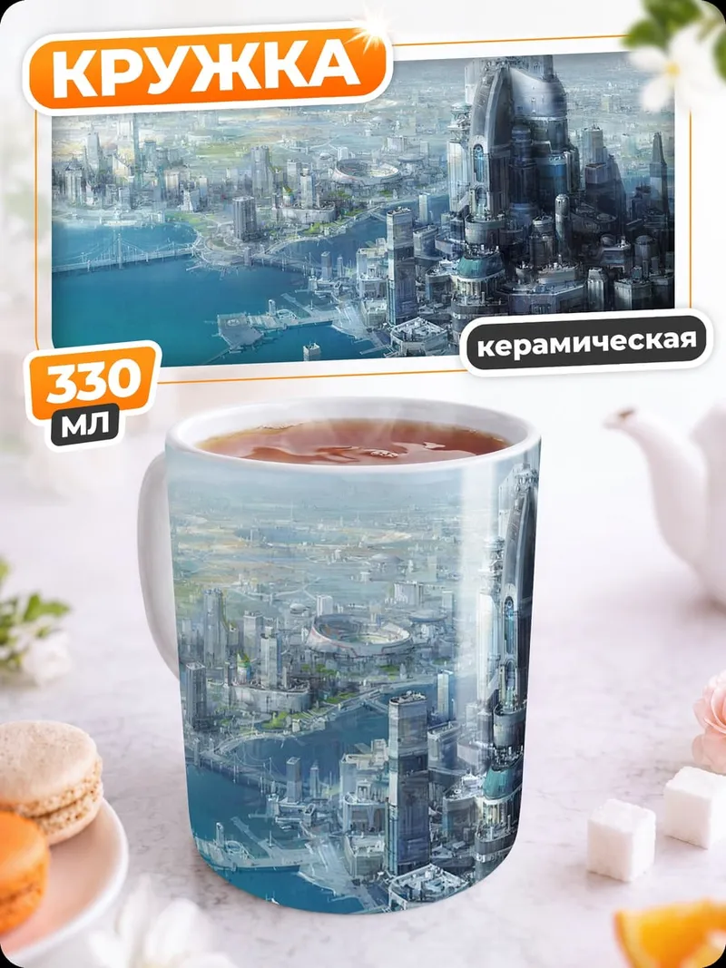 Кружка керамическая Футуристический город
