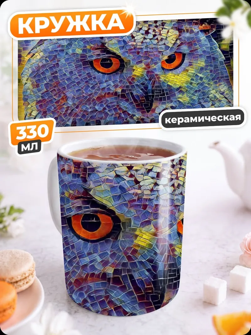 Кружка керамическая Мозаичный филин