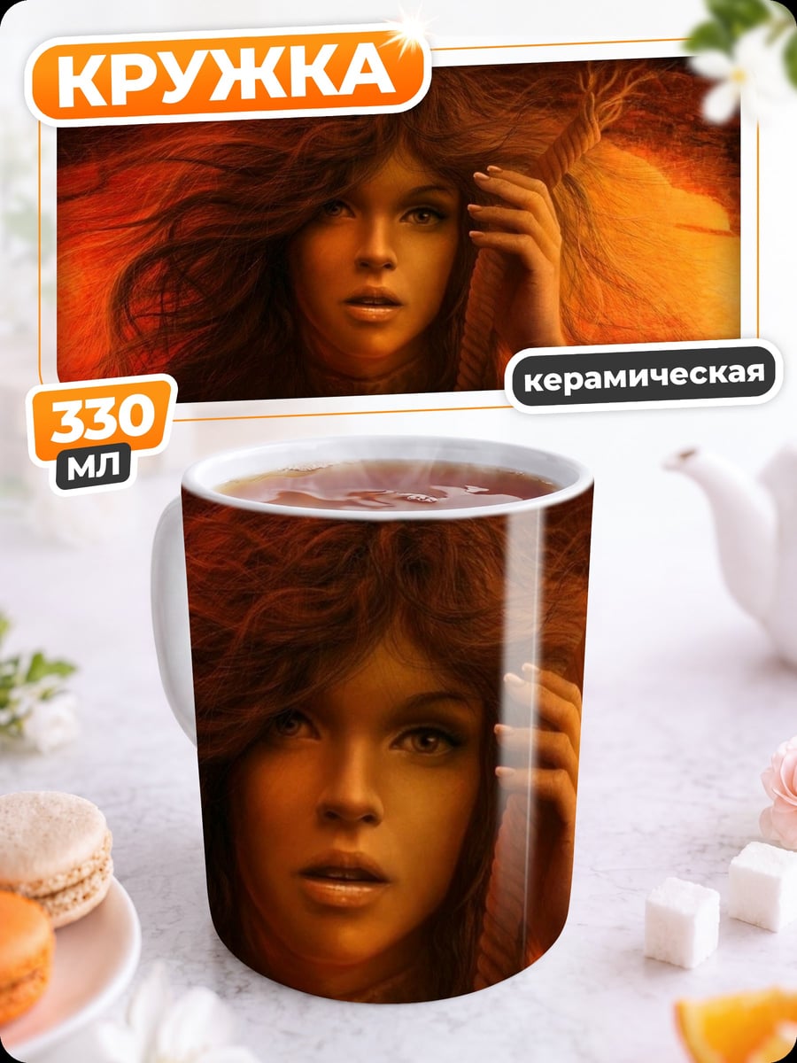 Кружка керамическая Девушка в огне