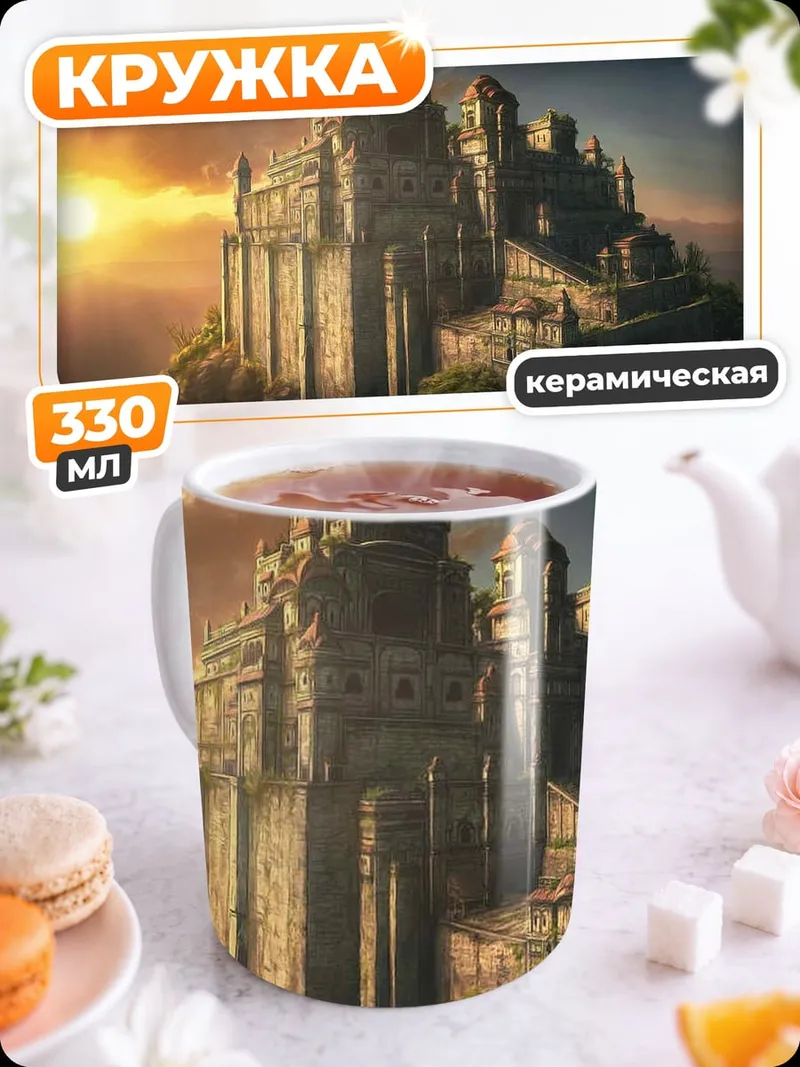 Кружка керамическая Замок на закате