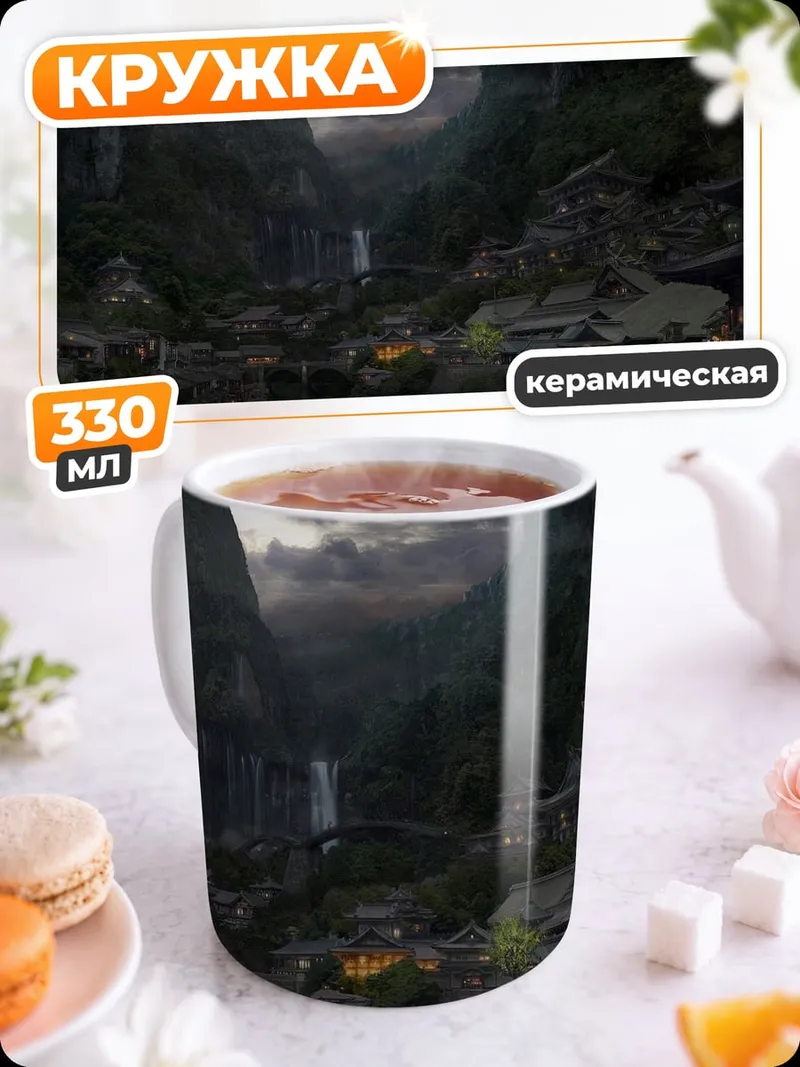 Кружка керамическая Горная деревня