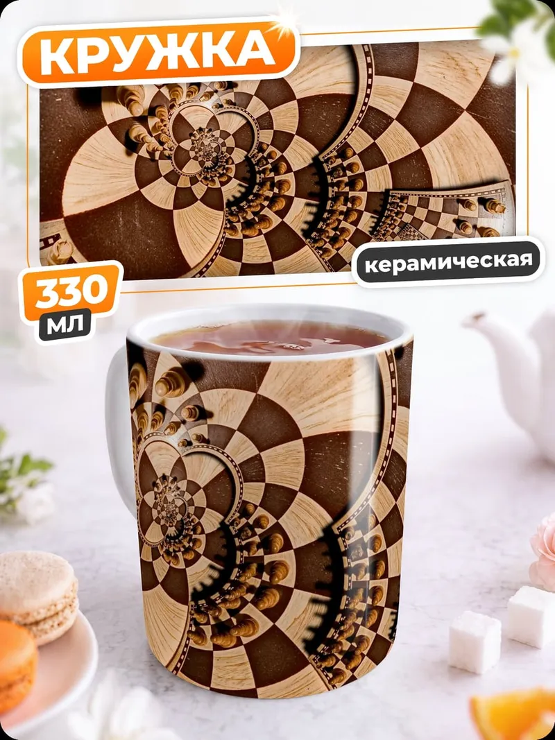 Кружка керамическая Шахматная геометрия