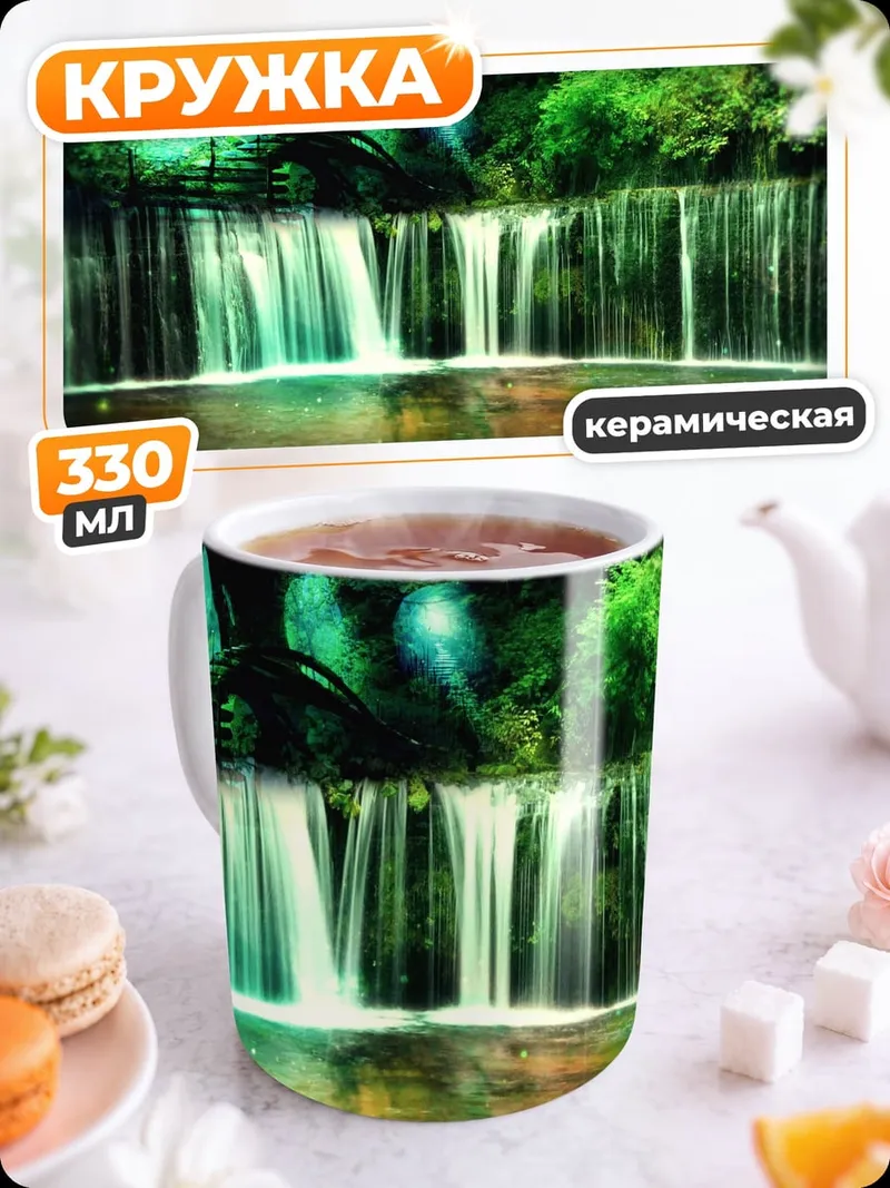 Кружка керамическая Зелёный водопад