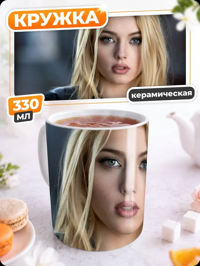 Кружка керамическая блондинка в куртке