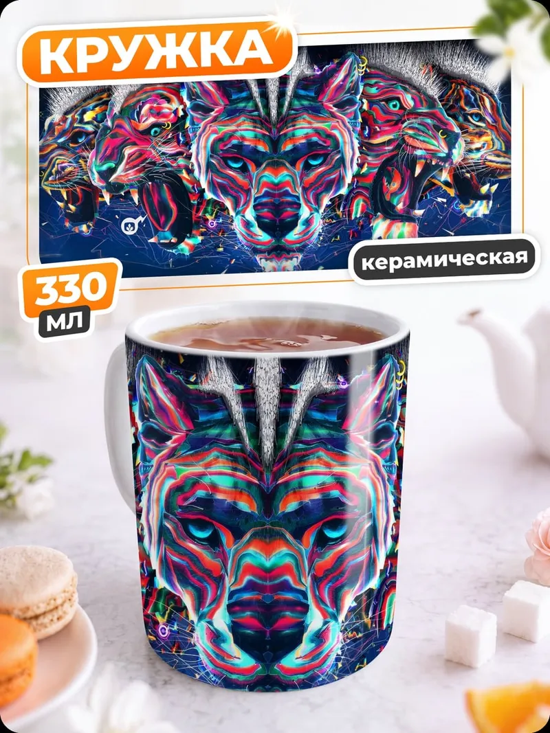 Кружка керамическая Звериный арт