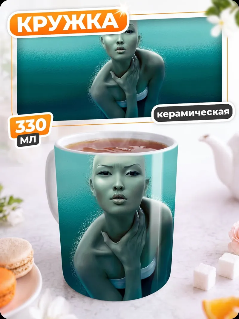 Кружка керамическая бледная женщина в воде