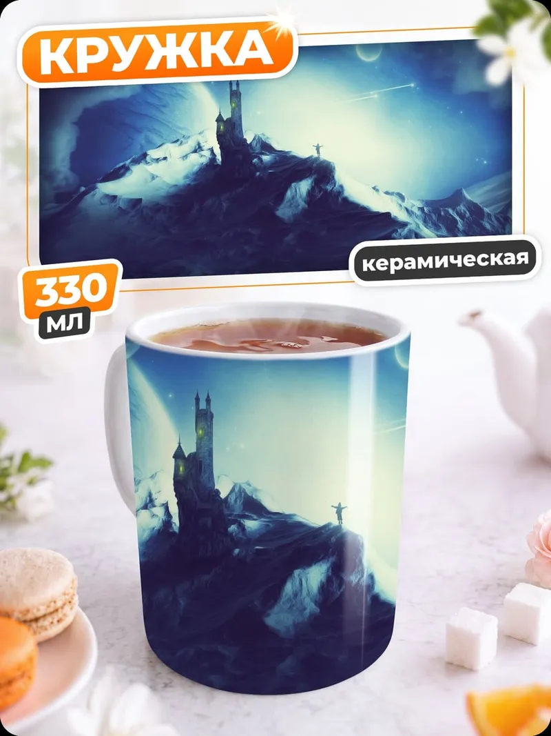 Кружка керамическая Замок на снежной горе
