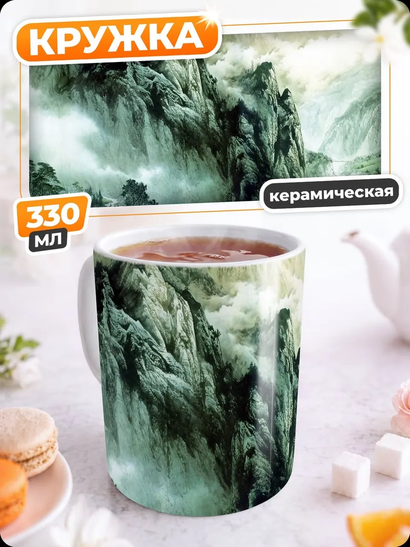 Кружка керамическая Туманные горы Китая
