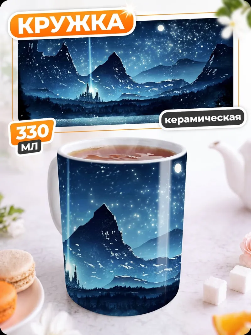 Кружка керамическая Звездная ночь замок