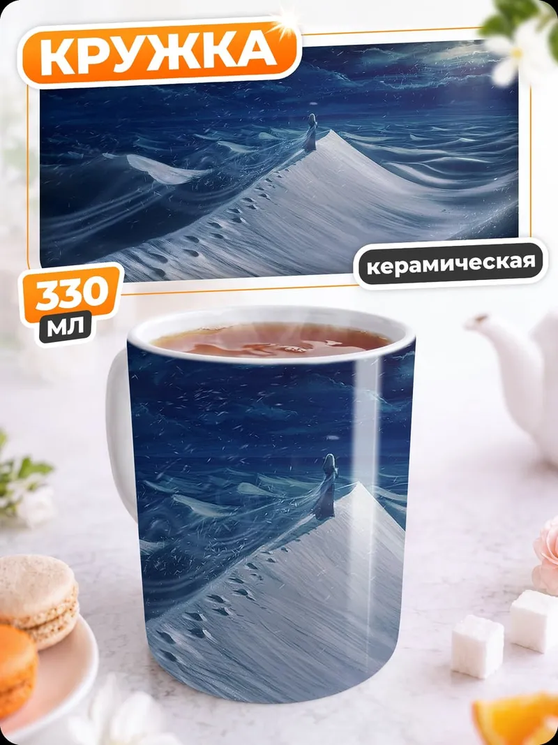 Кружка керамическая Снежные дюны ночью
