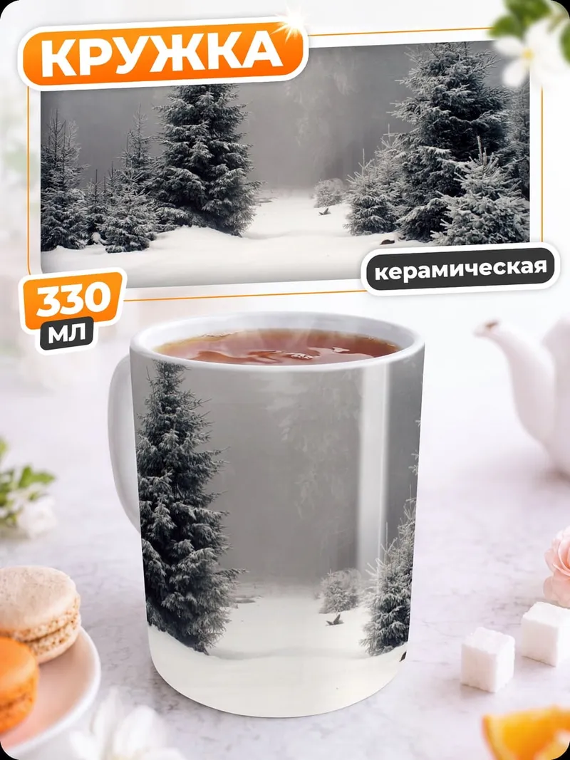 Кружка керамическая Зимний лес