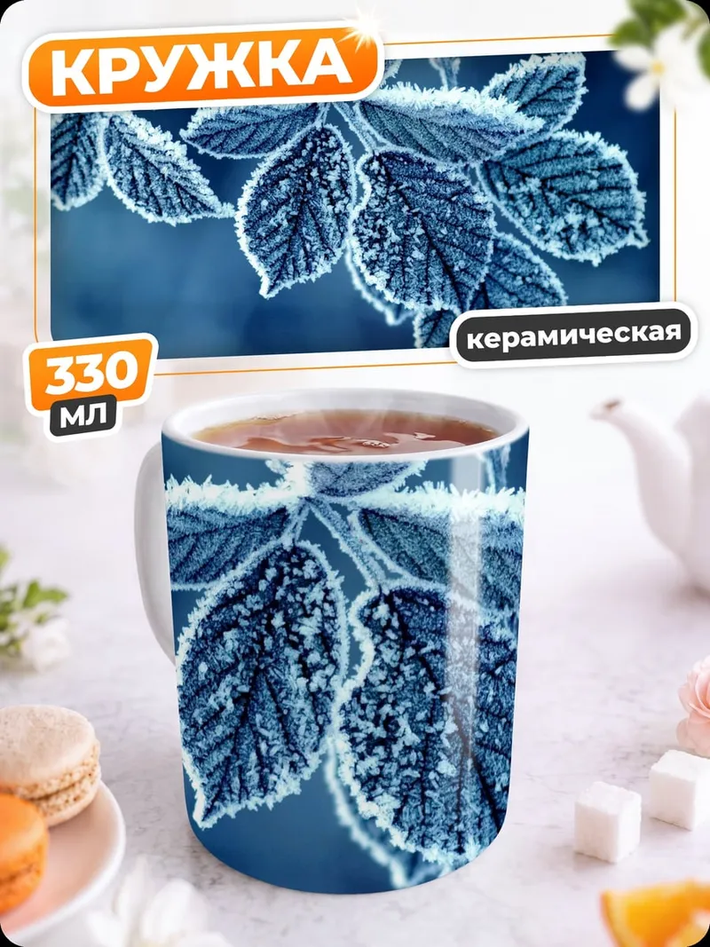 Кружка керамическая Морозные листья зимы