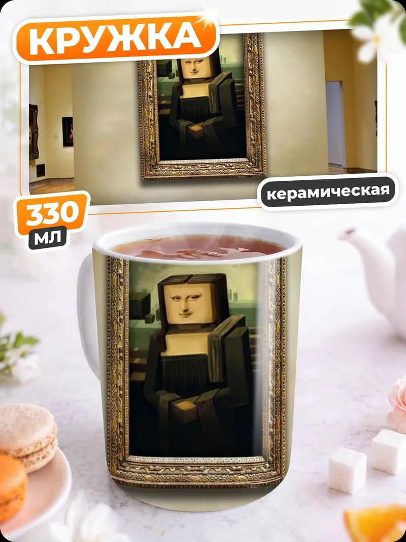 Кружка керамическая Пиксельная Мона Лиза