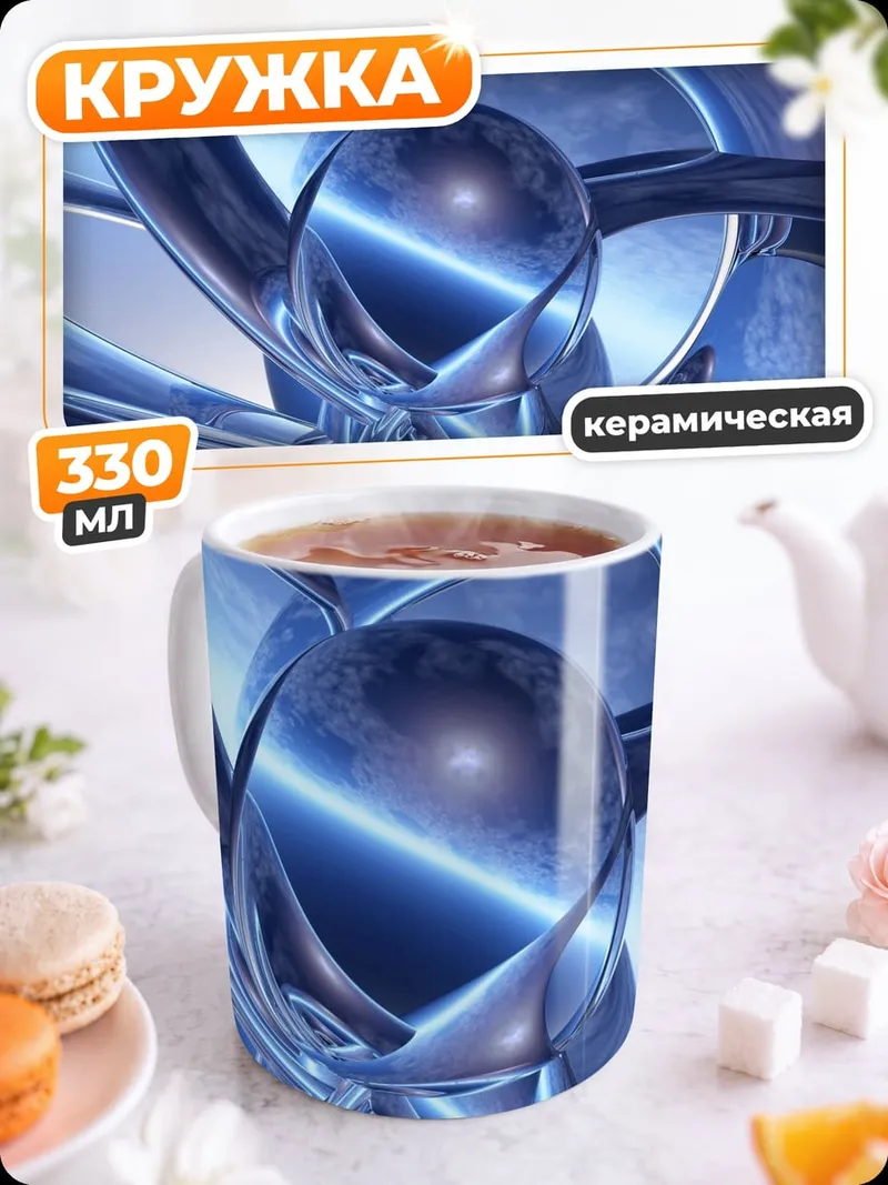 Кружка керамическая Синяя абстракция