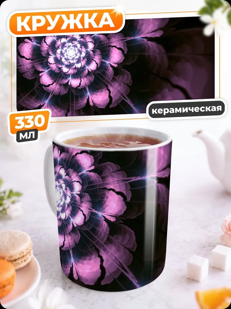 Кружка керамическая Фиолеточный фрактал