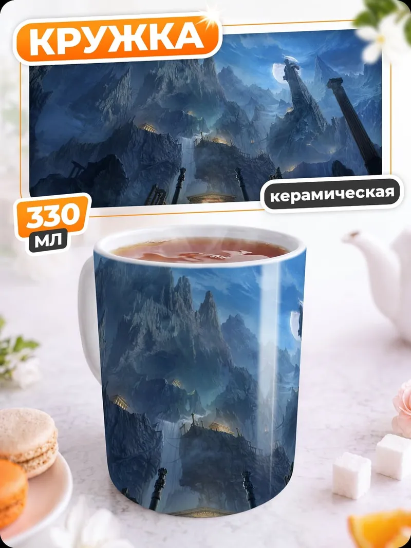 Кружка керамическая Затерянный храм в горах
