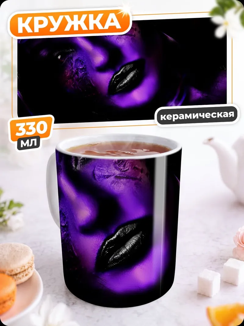 Кружка керамическая Фиолетовое лицо